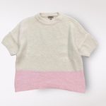 Lilla P Color blocked Wool Alpaca Crewneck Sweater Womens M/L Pink White Size M Photo 0