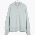 Madewell  Green Mint MWL Airyterry Half-Zip 100% Cotton Tunic Sweatshirt Sz S Photo 0