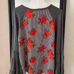 ♥️ ODDY Boho Rose Top With Flowy Bell Sleeves Size M Photo 1