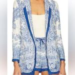 All Saints Blue and White Paisley Jacket and Shorts Set Size 2. Photo 0