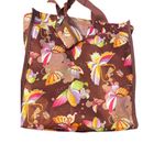 Butterfly Print Brown Tote Bag Zip Top Easy Wipe Clean Lunch Diaper Coin Purse Photo 1