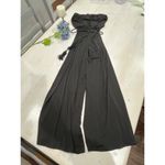 Ariella Black Jumpsuit Wide Leg Strapless Drawstring Waist Size M Photo 2