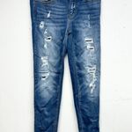 Judy Blue  Women Patched Rip Skinny Dark Washed Jeans Stretch Raw Hem 3/26 Photo 1