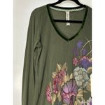 Aratta Green Floral Long Sleeve Top Size Sm/Med NWOT Embroidery Velvet Accents Photo 2