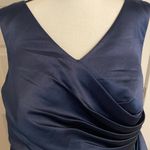 JJ's House J.J’s House| Navy Sheath V-Neck Knee-Length Satin Dress with crystal brooch NWT Photo 1