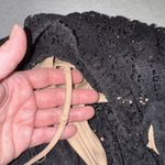 Boston Proper  Goth Cowgirl Dress Womens 14 Black Nude Lined‎ Crochet Bell Sleeve Photo 10