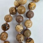 Jasper Bead Oatmeal Disp. Crystal Long necklace Brown Photo 4