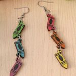 Colorful Crayon Tassel Dangle Earrings Creative Stationery Ear Decoration School Red Photo 6
