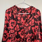 ZARA Button Down Satin Blouse Brown Pink Floral L Photo 3