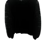 Adrianna Papell Black Lace Sleeve Crew Neck Long Sleeve Sweater Size Small Photo 2