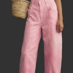 NWOT Pink High Rise Barrel Jeans Wide Leg Tapered Boyfriend Pants Photo 0