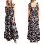 WARM Dress Big Love Floral Tiered Tie Shoulder Maxi Dress Size S Black Photo 13
