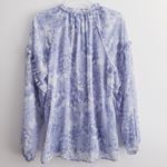 Joie  Floral Button Down Long Sleeve Ruffle Blouse Photo 5