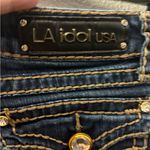 L.A. Idol Bootcut Rhinestones Accent Contrast Stitches Dark Wash Flap Pockets 7 Blue Size undefined Photo 11