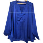 Melissa Paige  Woman Plus Blouse Size 2X Royal Blue Silk Look Wedding Bold Color Photo 0