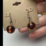 Erica Lyons Glass Brown Amber Shade Bead Beaded Pierced Dangle Drop Earrings NWT Silver Photo 4