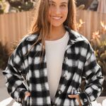 Lulus Misty Days Plaid Shacket Jacket in Black and White Size Large Photo 0