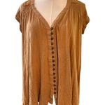 Free People Top SZ XS Cap Sleeves Raw Hem Trapeze Oversized Smocking Boho Emo Photo 0