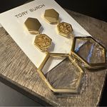 Tory Burch New  Hex Logo Statement Drop Dangle Earring; Gold on TB earring card Photo 2