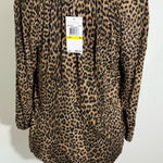 Michael Kors Brown Tan Animal Print Relaxed Blouse with 3/4 Sleeves Photo 0