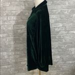 Lalavon Elegant Green Velvet Mini Shirt Dress Size M Photo 2
