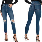 Good American Good Waist Crop Jeans Dark Wash Distressed Size 4/27 Photo 7