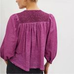 Anthropologie Kay lace raspberry plum crop long sleeve top XS Photo 1