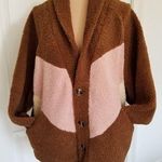 Lush Clothing LUSH Women's Teddy Jacket Coat Color-block Brown Cream Pink Size S Photo 0