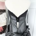 Jovani  Silver Metallic Rosette Skirt Embellished Strapless Cocktail Dress Sz 8 Photo 7