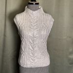 Lucky Brand  Women Metallic Cable-Knit Sweater Vest Ivory Silver Size XS MSRP $90 Photo 5