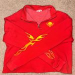 Urban Outfitters Future State Red Flame Cropped Zip Up Photo 0