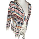 Styleholic Womens Aztec Southwestern Open Front Cardigan Sweater S/M Fringe Knit Size M Photo 2