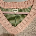 POL PINK MOJITO V-NECK BERBER FLORAL PATTERN CHENILLE SWEATER Photo 3