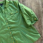 Ashley Stewart Shirt Women Plus Size 26 Green Button Down Pockets 3/4 Sleeve Photo 3