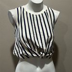 ZARA Women's Nautical Striped Knot Crop Top Blue Sleeveless Size S Photo 1