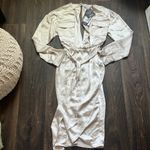 Club L True Romance Ivory Satin MIDI Shirt Dress Photo 1