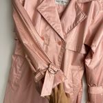 Vtg Saxton Hall Blush Pink Shimmer Trench Coat Jacket Sz 10 Belted Waist Photo 6