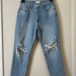 ZARA  High Rise Distressed Straight Cropped Jeans Size 8 Light Wash Photo 1