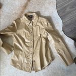 Frenchi Beige genuine Leather shirt Jacket shacket size small Tan Photo 3