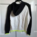 Central Park West  Knit Hoodie in Ivory & Neon Yellow, Size XS Photo 3