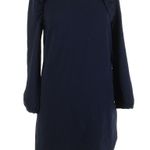 Eliza J Navy Blue Ruffle Shoulder Long Sleeve Formal Shift Dress Size 14 L XL Photo 0