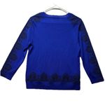 J. Crew Dark Blue Black Embroidered Crew Neck 100% Merino Wool Sweater Size XS Photo 4