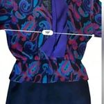 Vtg 60s 70s Ciao Purple Black Knit Wool Peplum Pencil Skirt Dress Sz M Hong Kong Size M Photo 4