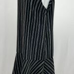Who What Wear Asymmetrical Ruffled Hem Striped Dress Black White Size Large Photo 8