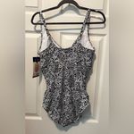 Lands' End  Black and White Paisley One Piece Swimsuit Photo 2