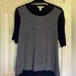 Coldwater Creek Women’s  Navy and White Striped High-Low Top Sz L(14) Photo 0
