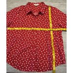 Coldwater Creek  Sz 12 Medium Red Hearts Valentine's Button-Down 3/4 sleeve cotto Photo 1