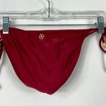 VIX BY PAULA HERMANNY Bikini Bottom String Maroon Burgundy Gold Colorblock XS Red Photo 5