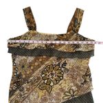 Dress Barn  Y2K Fairy Brown Glitter Floral Tiered Ruffle Camisole Tank Top Large Photo 1
