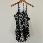 EXPRESS 🦋  Black White Tank Top Spaghetti Strap Halter Flowy Blouse Photo 1